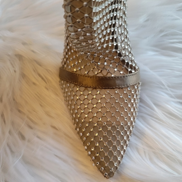 SHOEDAZZLE Coira Rhinestone Net PointedToe Heeled Ankle Booties w Box Size 7.5 - Picture 3 of 13